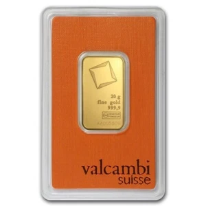 20 Gram Valcambi Suisse .9999 Fine Gold Bar in Assay - Picture 1 of 2