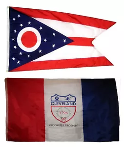 3x5 3’x5’ Wholesale Set (2 Pack) Ohio & City of Cleveland Polyester Flags - Picture 1 of 1