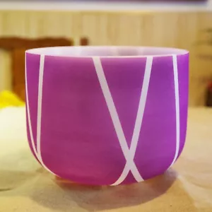 CVNC 432Hz 12"B Purple Chakra Frosted Crystal Singing Bowl Sound Healing Bath - Picture 1 of 5
