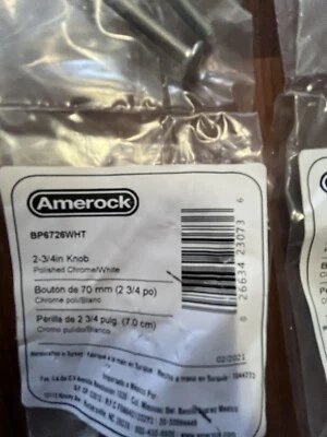 Lote de 6 perillas de gabinete Amerock Urbanite cromo pulido/blanco 2-3/4" BP6726WHT Foto 1 de 2