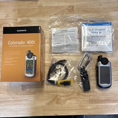 Garmin Colorado 400t GPS bundle Original box data cable belt clip tested working - Image 1 of 4