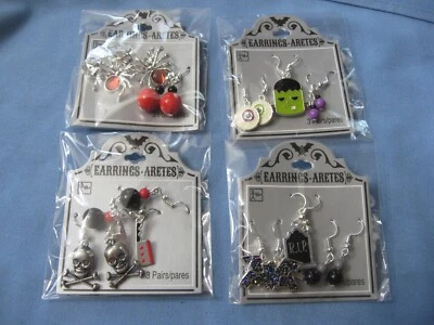 12 NEW PAIRS HALLOWEEN THEMED PIERCED EARRINGS ALL DIFFERENT SET #1 - Image 1 of 4