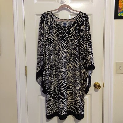 Marc Bouwer Women's  Tan Black Bell Sleeves Mid Length Dress  Size 1X - Image 1 of 4