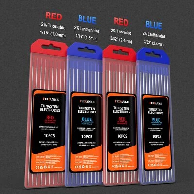 FEIFANKE 10x TIG WELDING TUNGSTEN ELECTRODE TIPS 2.4MM Blue/Red 2% Lanthanated 10PCS