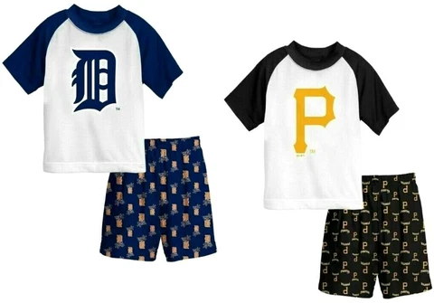 MLB Detroit Tigers or Pittsburgh Pirates Little Boys 2 Pc Pajama Set   Size 4 Cover