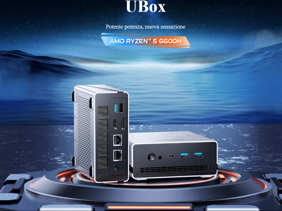 CHUWI UBox-AMD Ryzen 5 6600H 16 GB DDR5-SDRAM 512 GB SSD Windows 11 Pro  - Immagine 1 di 4