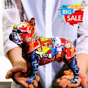 Modern Graffiti French Bulldog Resin Statue Nordic Painting Decor Craft Ornament - Picture 1 of 9