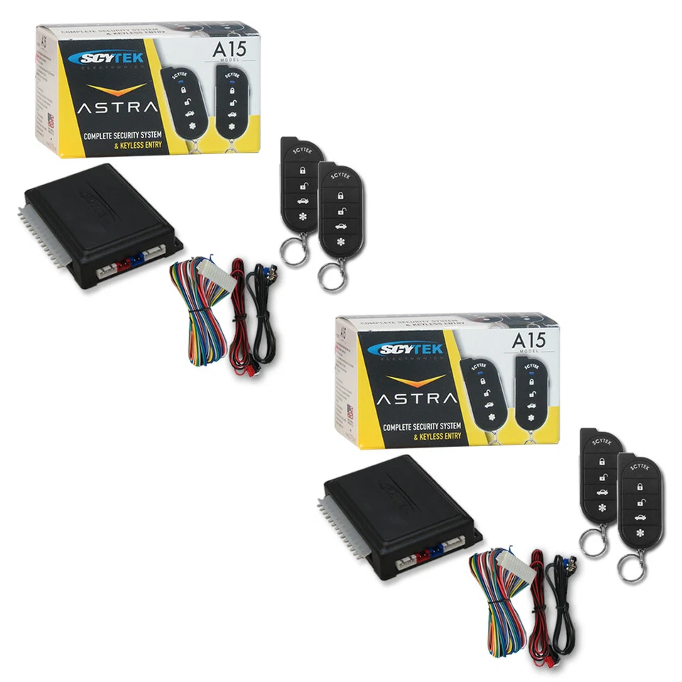 2 x SCYTEK CAR ALARM SYSTEM W/ KEYLESS ENTRY & TWO 5-BUTTON REMOTE (NO HORN) - Image 1 of 1