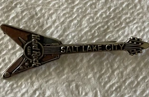 RARE HARD ROCK CAFE SALT LAKE CITY, UT STERLING SILVER GUITAR PIN. - Picture 1 of 2