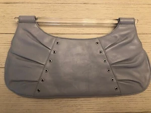 BCBG Maxazria Gray Clutch Bag Clear Handle Magnet Closure Mint Condition - Picture 1 of 5