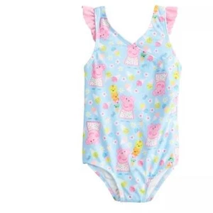Toddler Girl Peppa Pig Allover Print Flutter Sleeve 1 pc Swimsuit Size 2T NWT - Picture 1 of 1