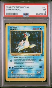 1999 POKEMON FOSSIL LAPRAS HOLO #10 PSA 7 - Picture 1 of 3