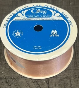 Vintage Offray Craft Ribbon Satin Peach 10 Yard Roll - Picture 1 of 3