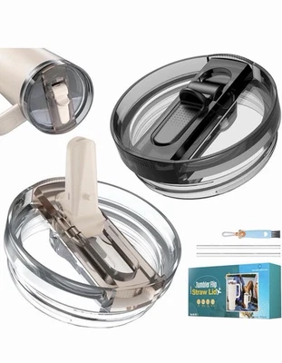 2 Pack 40oz B/C Detachable Leakproof Flip Straw Lids for Stanley Tumbler Cups