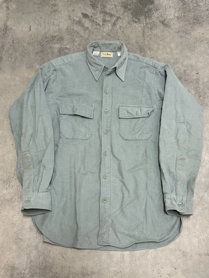 Camisa de tela gamuza vintage LL Bean hecha en EE. UU. para hombre talla 16 grande verde Foto 1 de 3