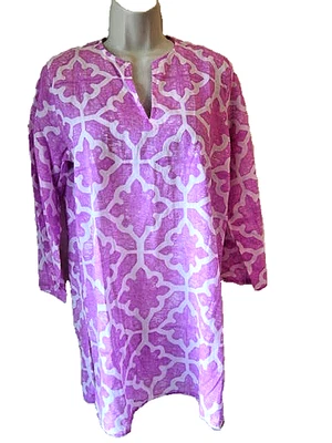NWOT Roberta Roller Rabbit Pink  &  White  Kurta Tunic  Sz Small - Image 1 of 4