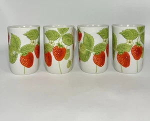 Vintage Fitz & Floyd FF Wild Strawberry Coffee Tea Cup Mug Set of 4 Japan - Picture 1 of 10