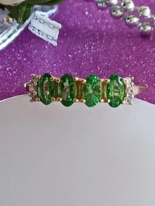 Ring 9 Karat Gold Tsavorit & Diamant. Größe 0.  "Kentucky Blue Grass" - Bild 1 von 6