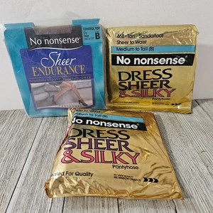 VTG 3 Pairs No Nonsense Pantyhose Size B Sandlefoot Taupe Vintage 1990 New old s - Picture 1 of 17