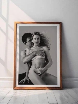 Carrie and Mr. Big Movie Poster Black & White Vintage Art Print - Wall Decor - Image 1 of 4