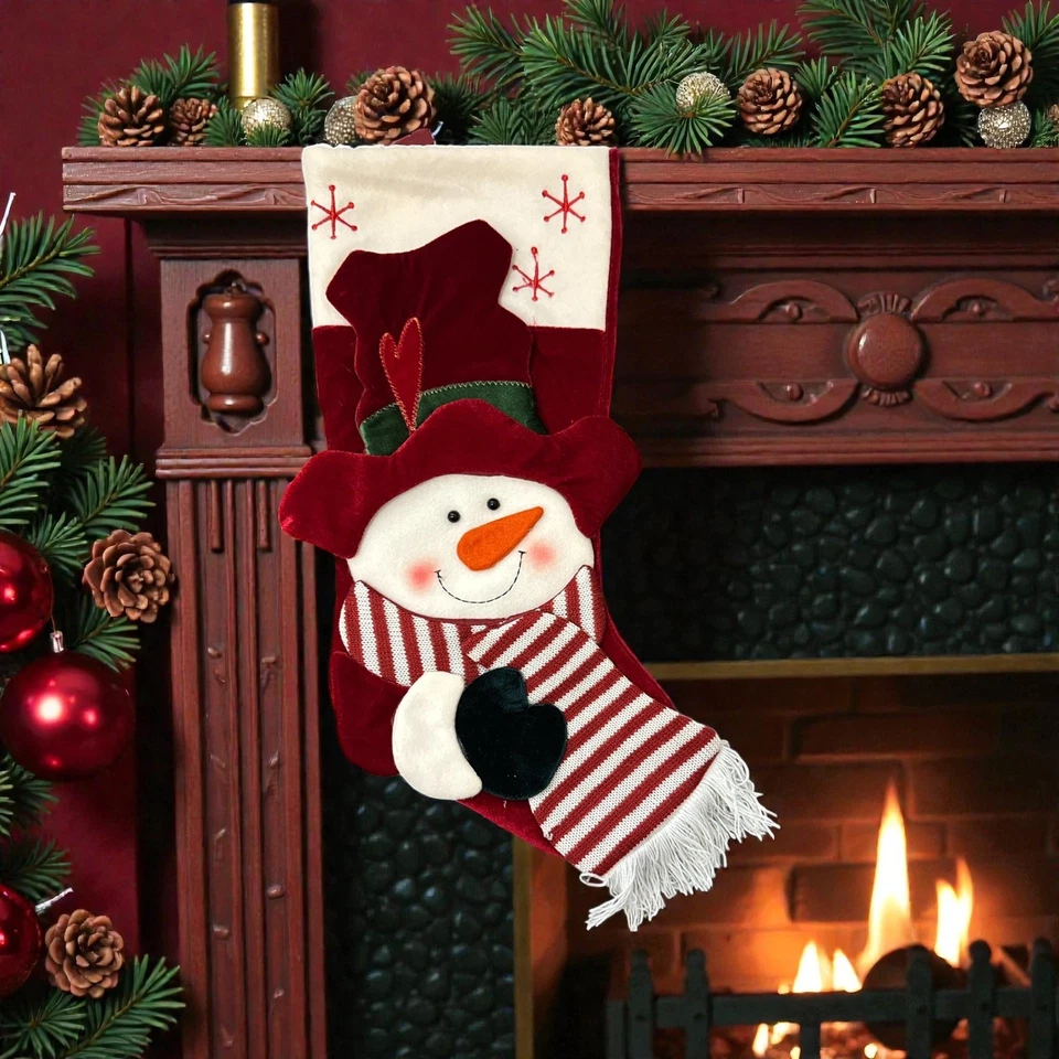 Christmas 3D Snowman Stocking, 18" - Imagem 1 de 1