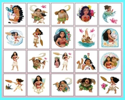 ROSIE'S-TATTOO-BOUTIQUE 20 MOANA Themed Temporary Tattoos UK Girls Boys Birthday Party Loot Bag Fillers