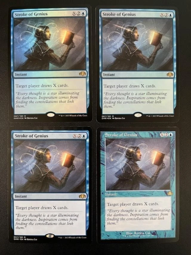 MTG- Stroke of Genius x4 - Dominaria Remastered - (Two are FOIL) - Image 1 of 1