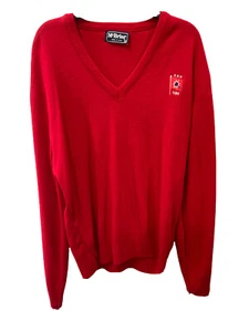 Vintage McBriar Womens Red V Neck Embroidered Knit Wool Sweater XL Long Sleeve - Picture 1 of 3