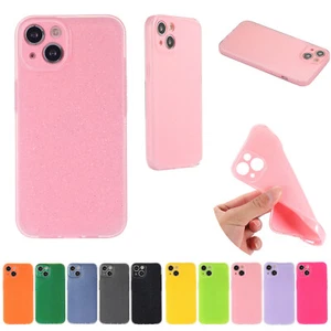 For iPhone 12 11 13 14 Pro XS Max XR 8 7 Soft Glitter Silicone Rubber Slim Case - Picture 1 of 31
