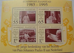 Netherlands Local mail Zaanstad - Block Pope Johannes Paulus II 1995 MNH - Picture 1 of 1