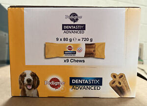 9 x Pedigree Dentastix Advanced Dental Care Chews Dog Treats Chicken (9x80g) New