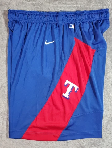 Mens 2XL Nike DriFit MLB Texas Rangers blue red Shorts performance apparel Cover