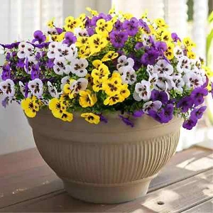 Artificial Fake Pansy Flowers for Outdoor, Faux UV Resistant Silk Pansies Spring - Picture 1 of 14