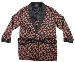 VTG 70s SEARS US Men’s Large Paisley Black Red Smoking Jacket Robe - Picture 1 of 8