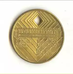 1979 ficha del metro de la ciudad de Nueva York ficha diamante jubileo 75 aniversario - Imagen 1 de 2