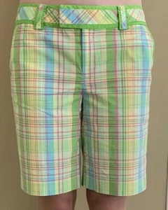 Pantalones cortos a cuadros Lilly Pulitzer Palm Beach Fit talla 4 para mujer verde pastel rosa - Imagen 1 de 5