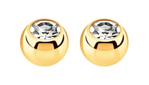Set 2 Piercing Gioielli Vite Palle Placcato Oro IN 1,6x5mm con Zirconia Crystal - Foto 1 di 36