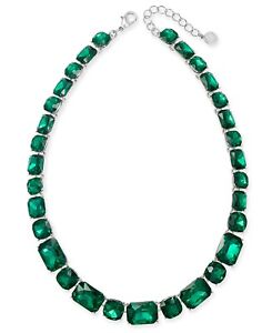 Charter Club Stone All-Around Necklace, 17″ + 2″ Extender, Silver/Green