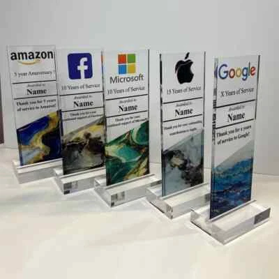 TINA&CO Custom Acrylic Trophy - Engraved Award Plaque for Employee or Company Anniversar