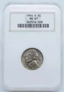 1944-D Jefferson War Time Nickel NGC MS 67 Old Holder - U1097 - Picture 1 of 5