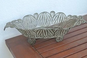 Antiguo cuenco de filigrana plateado con alambre chocolate regalo compromiso boda Mardin - Imagen 1 de 5