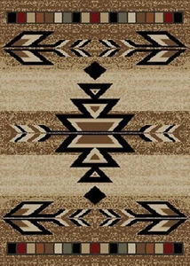 Rio Grande Area Rug Runner Lodge Cabin Tribal Native Southwestern Rustic Brown - Picture 1 of 4