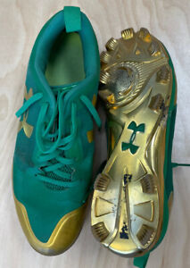 Notre Dame baseball Team Issued Under Armour Cleats size 11.5 green