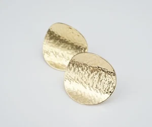 James Avery Hammered Disc Earrings 14k Yellow Gold 1" Retired EG2178 - Picture 1 of 4