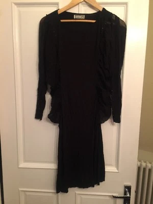 Vestido negro Religion con cuentas de seda y rayo talla 2 Foto 1 de 4