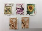 ukrainian postage stamp Lot 5 Used Trident Overprints On Local Post Stamps
