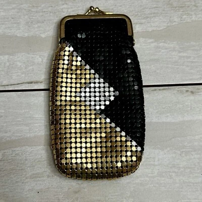 Estuche de cigarrillos de malla de colección Kisslock dorado plateado negro brillante 80 Foto 1 de 4