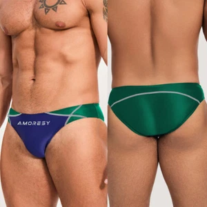 AMORESY Men's Briefs Knickers Oil Shiny Underwear Ice Silky Stretch Underpants - Picture 1 of 43