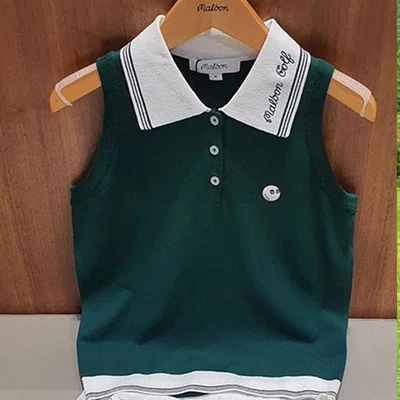 正品 Malb** 刺绣女式夏季高尔夫无袖针织 T 恤 Polo S-L — 第 1/4 张图片