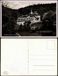 Postal Karlovy Vary Restaurant Kaiserpark - Tarjeta fotográfica 1931 - Imagen 1 de 3